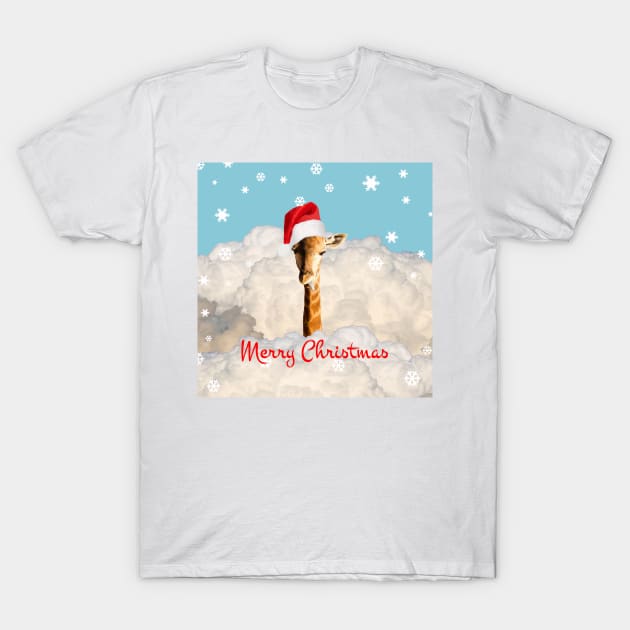 Giraffe Santa Claus Merry Christmas T-Shirt by Move-Art